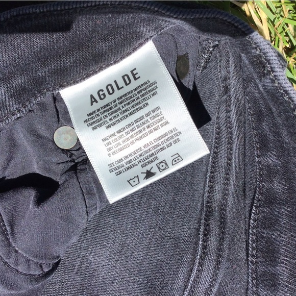 AGOLDE Sophie Mid Rise Black Ankle Skinny Jeans Distressed Hem Denim Size 27 - Picture 3 of 5